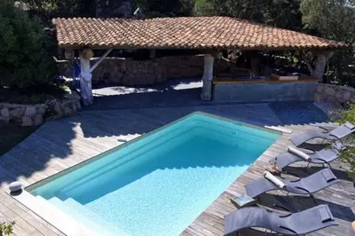 a view from the top of a hill with trees at Casa Laricciu in Figari