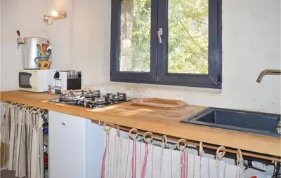 a kitchen counter with a sink and a stove at Amazing Home In Coti-Chiavari in Coti-Chiavari