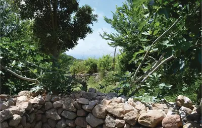 a stone wall next to some trees and bushes at Amazing Home In Coti-Chiavari in Coti-Chiavari