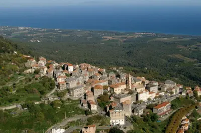 an aerial view of a town on a hill at VILLA ANGELINI in Valle-di-Campoloro