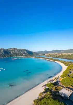 an aerial view of a beach and the ocean at Costa Nera Beach House in Porto-Vecchio