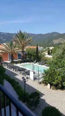 a view of a swimming pool in a resort at Villa Primavera in Galeria