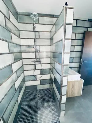 a bathroom with a shower and a sink at T2 Loft entre mer et montagne in Calenzana