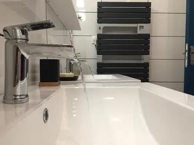 a sink with a faucet on top of it at Casa Mariana in Ghisoni
