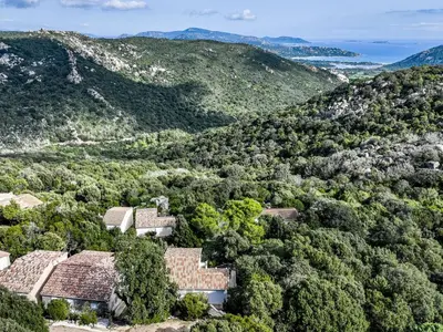 an aerial view of a house in the hills at Holiday Home Pietralunga-1 by Interhome in Sotta