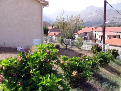 a view of a yard with flowers at Terrasse de Malbeccu in Casamaccioli