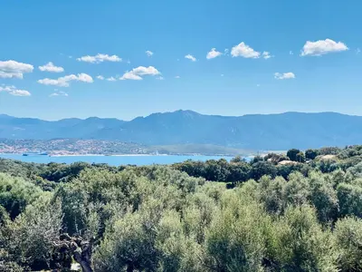 a view of the lake from the hills at Villa vue mer 4 chambres in Olmeto