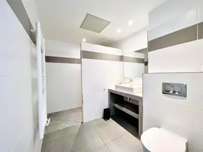 a bathroom with a toilet and a sink at Jardins de Quatrina centre ville in Propriano