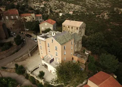 an overhead view of a large building in a city at Gite Casa di Emma in Santo-Pietro-di-Tenda