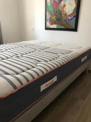 a mattress in a room with a painting on the wall at Mare e Monti in Aléria