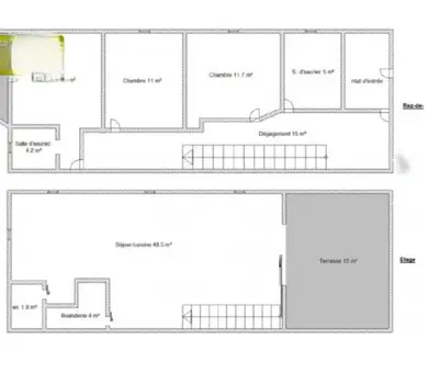 a floor plan of a house at Maison de Charme-A STALLA- Entre Mer et Montagne in Muro