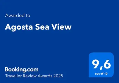a screenshot of theania sea view webpage with a blue background at Agosta Sea View in Porticcio