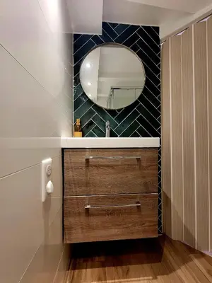 a glass shower in a bathroom with a toilet at Studio entièrement rénové vieille ville in Ajaccio