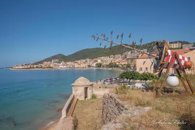 a view of a town next to a body of water at Studio centre ville in Ajaccio