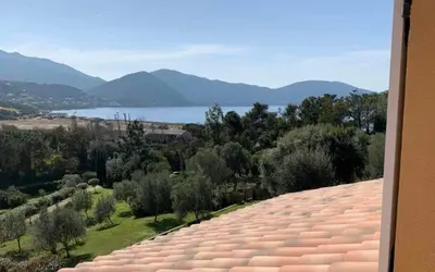 a roof of a house with a view of a lake at Les Villas de Lava in Appietto