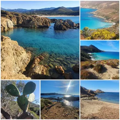 a collage of photos of the ocean and rocks at BERNARDINI Emplacement exceptionnel in Sari Solenzara