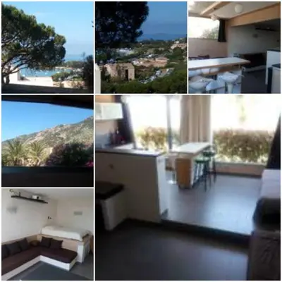 a collage of pictures of a room with a table and a view at AJACCIO VUE MER ET MONTAGNES JACUZZI 300M PLAGEs in Ajaccio