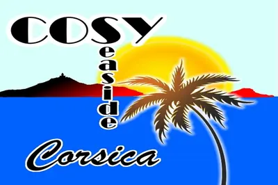 a palm tree on the beach with the words odyssey caribbean at CosySeaside Corsica Ajaccio Piscine Terrasse Mer in Ajaccio