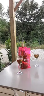 two glasses of wine sitting on a table at Casa Prunelli 2 in Omessa