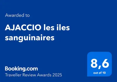 a blue sign with the words akaccio less lies singlins at AJACCIO les iles sanguinaires in Ajaccio