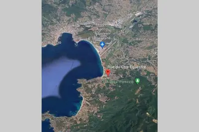 a map of the approximate location of the alligator river bridge at Superbe T2 climatisé, proche plage - belle vue mer in Porticcio