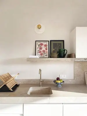 a kitchen with a sink and a counter top at A Casa di Santa Giulia in Porto-Vecchio