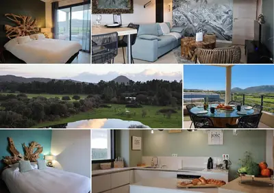 a collage of photos of a living room and a house at I Salini - T3 élégant & calme près du centre - Classé 4 étoiles in Porto-Vecchio