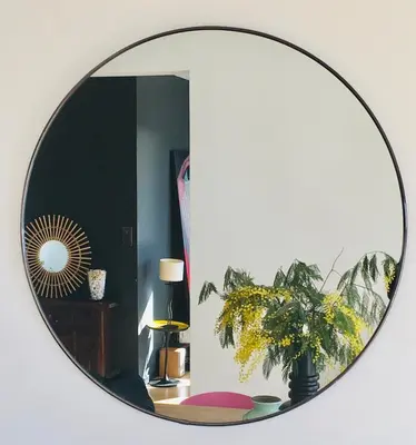 a mirror on a wall with a plant in a room at Villa Poggio in Santa-Maria-Poggio