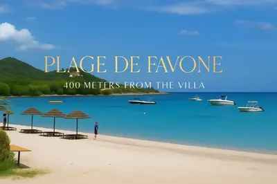 a picture of a beach with boats in the water at Villa Moderne de Standing avec Piscine Privée à 400m de la Plage - 4 Chambres in Conca