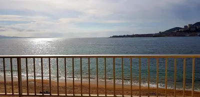 a view of the ocean from a balcony at Sudio bord de mer Ajaccio in Ajaccio