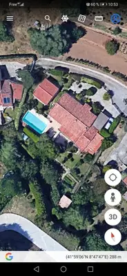 an aerial view of a house with roofs at Charmant studio avec piscine . in Afa