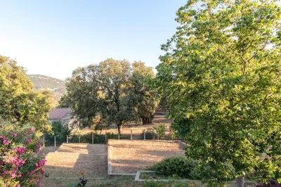 a view of a garden with trees in the background at Appartement a Baracci in Olmeto