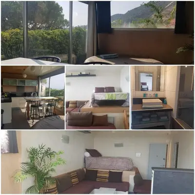 a collage of photos of a living room and a bedroom at JACUZZI AJACCIO ENTRE MER ET MONTAGNE 200m DES PLUS BELLES PLAGES in Ajaccio