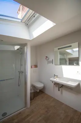 a bathroom with a shower and a toilet and a sink at U Paradisu - Villa 10/12 pers avec piscine privée in Alata