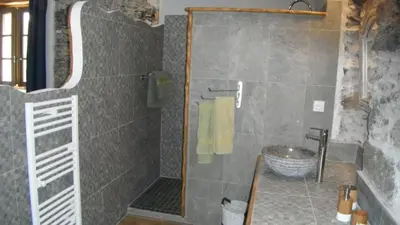 a bathroom with a shower and a sink at A CASA CANTUNNIERA in Pietroso