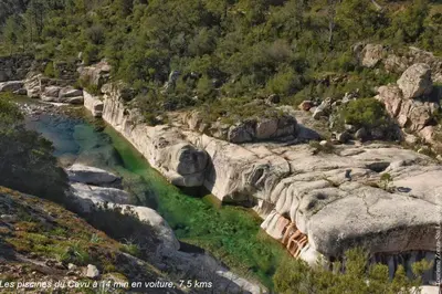 an aerial view of a river with rocks and trees at Villa Renajolo 6 pers 3 min plage en voiture in Sainte-Lucie de Porto-Vecchio