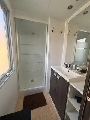 a bathroom with a shower and a sink at A Casa Di l'Altana in Porto-Vecchio