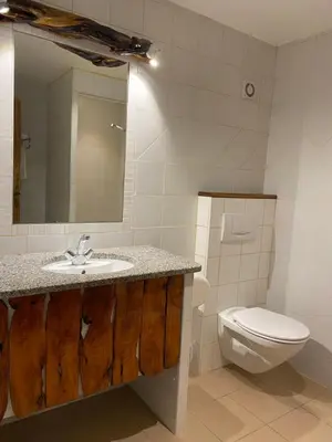 a bathroom with a sink and a toilet at Auberge Coralli in Sartène
