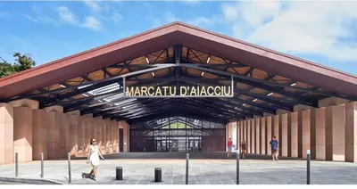 a rendering of the entrance to a warfield dazaquurg building at Ajaccio T2 Standing Place du marché in Ajaccio