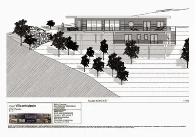 a diagram of the proposed redevelopment of a building at Villa l'Alpana en bois vue mer a 180 degres in Sari Solenzara