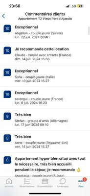 a screenshot of a cell phone with a list of commands at Appartement T2 Vieux Port d'Ajaccio in Ajaccio