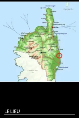 a map of lle lifeu with a red dot at Villa santa karina in Linguizzetta