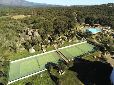 an overhead view of a tennis court with two courts at Domaine d'Arca - Hugo 13 - 6 pers in Porto-Vecchio