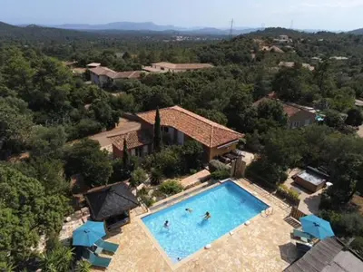 an overhead view of a swimming pool in a house at Casa Mathilde in Lecci