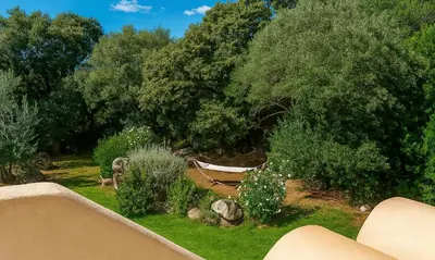 a hammock in a garden with trees and grass at Locations 