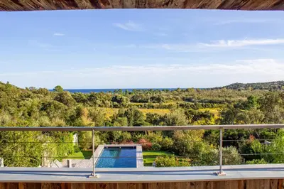 a view from the balcony of the house at Villa Santa Lucia Di Fautea in Sainte-Lucie de Porto-Vecchio
