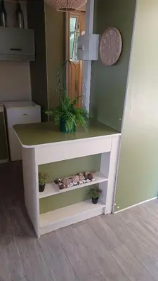 a white table with plants on it in a room at Le petit chalet d' Anto-Francè in Levie