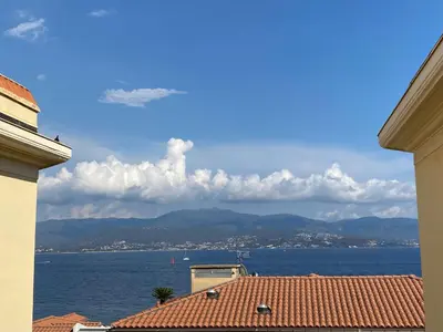 a view of the ocean from the roof of a building at Ajaccio : Appartement de grand standing vue mer. in Ajaccio