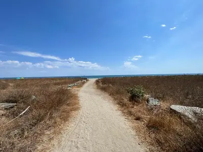 a dirt road in the middle of a field at Superbe appartement en résidence avec piscine proche plage in Linguizzetta