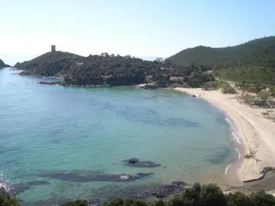 an aerial view of a beach and the ocean at Mini Villa St-Lucie Porto-Vecchio vue mer 5mnplage in Zonza